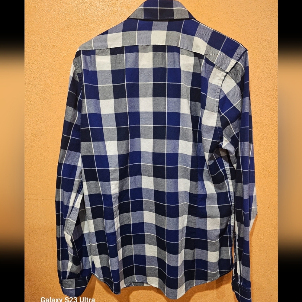 Blue and White Plaid Shirt